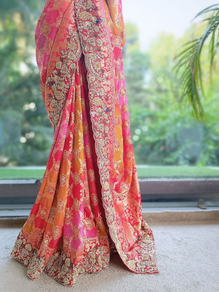 Shahzadi Pearl-Fringed Scarlet Red Saree
