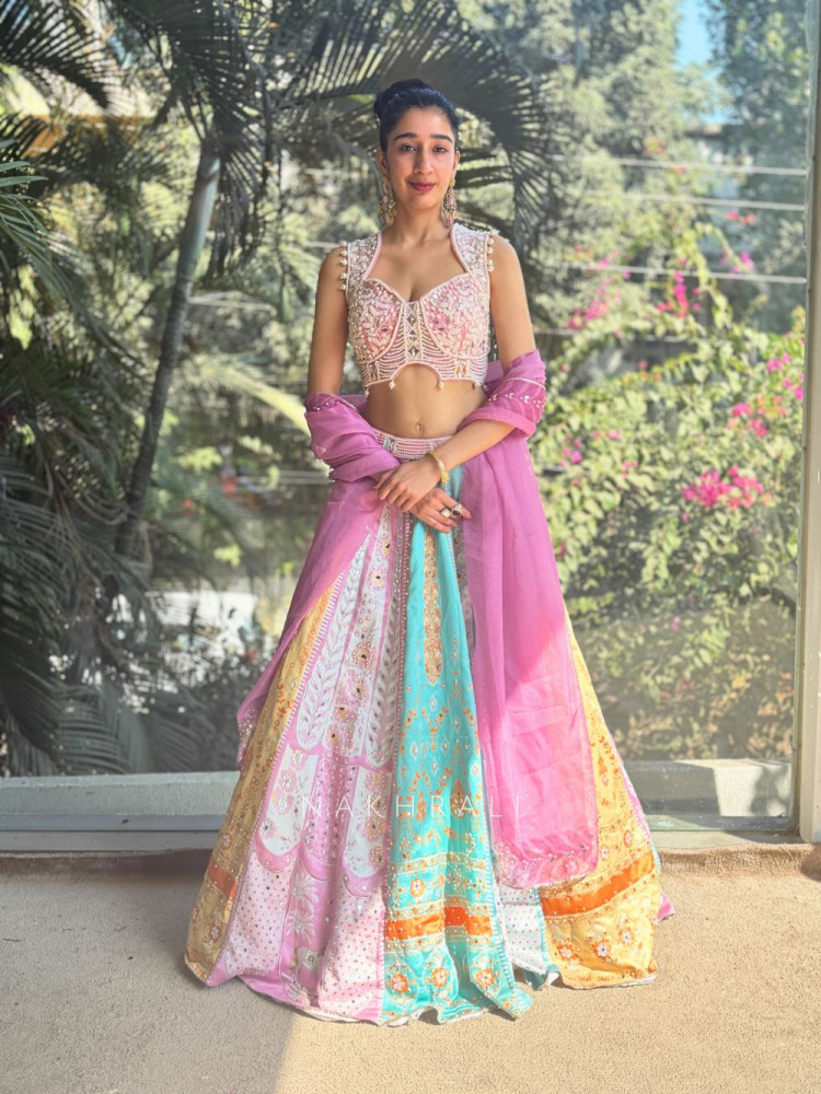 Image of Laavanya Multicolor Lehenga Set with Beads Mirror and Pearl Work
