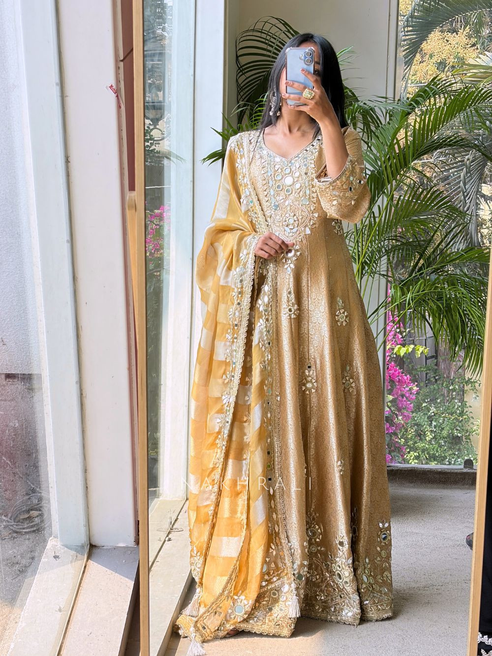 Mehraz Golden Mirror Anarkali Set Mehraz Golden Mirror Anarkali Set