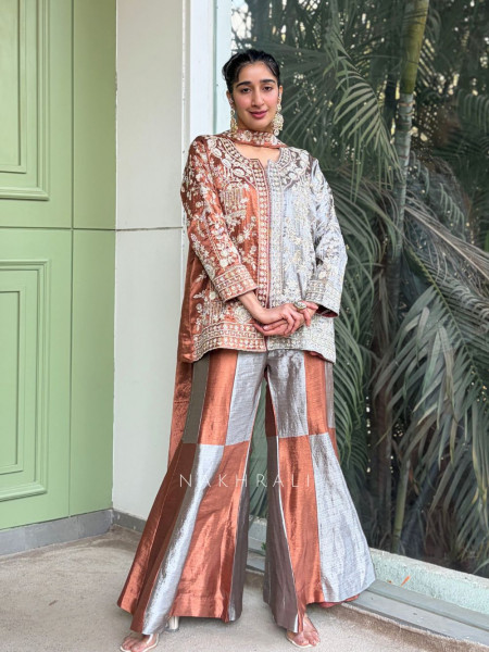 Daria Brown Suit Set with Zari and Sequin Work