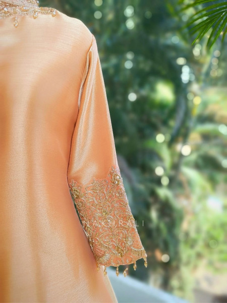 Roselle Blush Zari & Sequin Kurta Palazzo Set