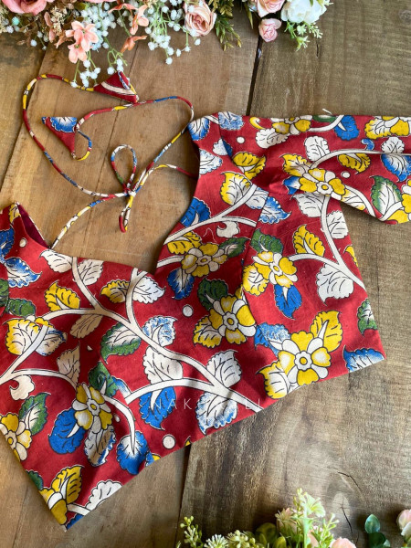 Chandani Red Cotton Printed Blouse