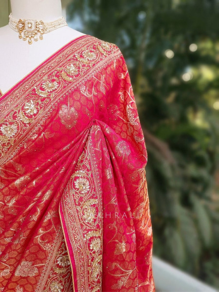 Tejika Regal Brocade Saree with Zari Sequin Work
