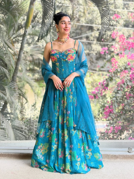 Bluebell Embroidered Corset Lehenga Set