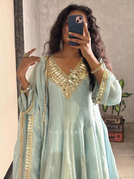 Aafreen Sky Blue Kurta & Palazzo Set