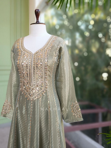 Jahanara Grey Suit Set with Gota and Sequin Work