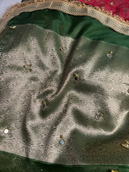 Begum-e-Aftab Green Tissue Organza Silk Saree