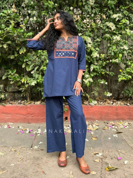 Kriti Blue Cotton Co-ord Set