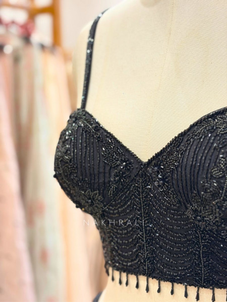 Midnight Glitz Black Drape Saree with Embellished Blouse