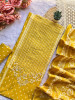 Grid Bloom Yellow Embroidered Dress Material Set
