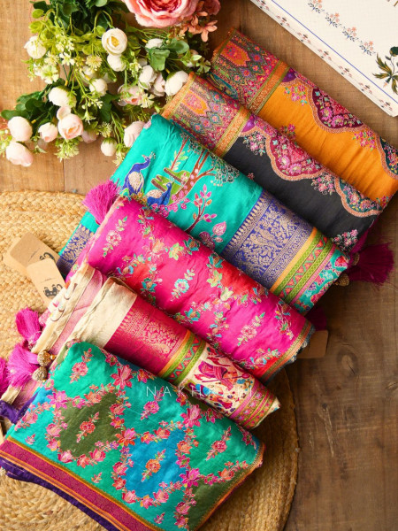 Sarovar Black Woven Motif Saree with Traditional Border