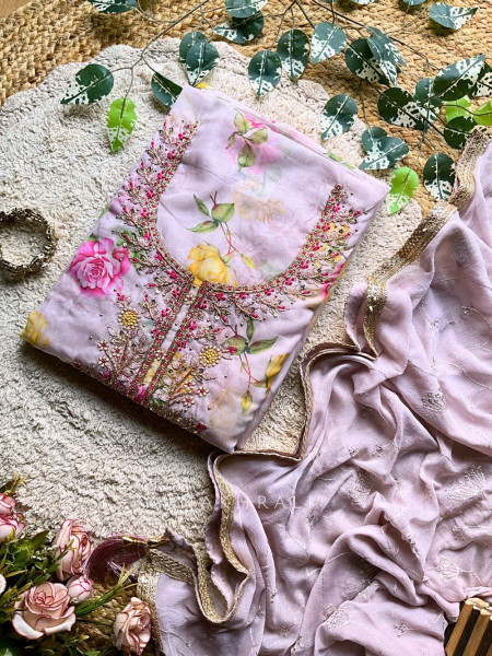 Amrita Purple Blossom Dress Material