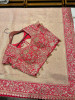 Rooh Beige Saree with Readymade Blouse With Zardozi Paisley Work