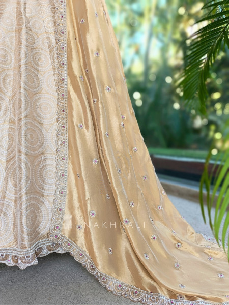 Gauhar-e-Khaas Cream Jacquard Silk Lehenga