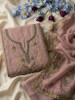Pushpavalli Pink Dress Material With Floral Embroidery and Pearl Detail