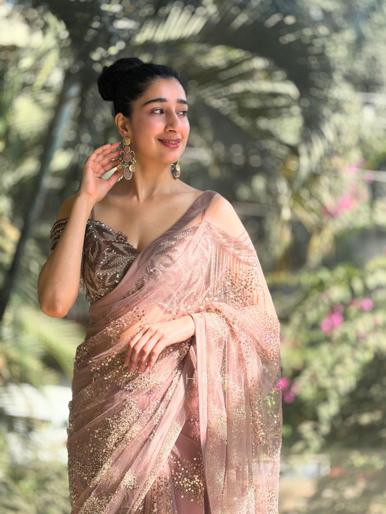 Image of Glam Dazzle Wine Sequin Cut Dana Saree