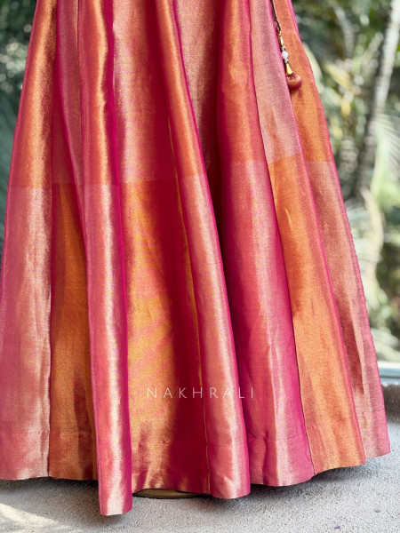 Kanak Pink Kurta Skirt Set with Embroidered Detailing