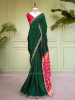 Verdant Red &amp; Green Bandhej Saree Zari Border Work