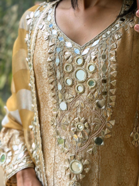Mehraz Golden  Mirror Anarkali Set