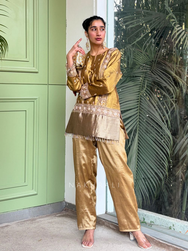 Image of Akira Golden Silk Blend Co-ord Set