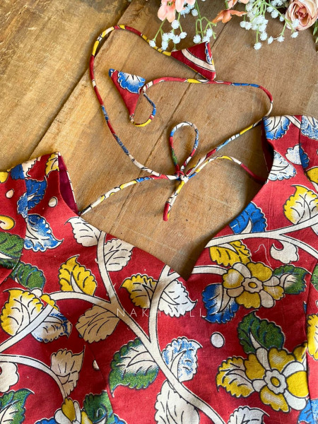 Chandani Red Cotton Printed Blouse