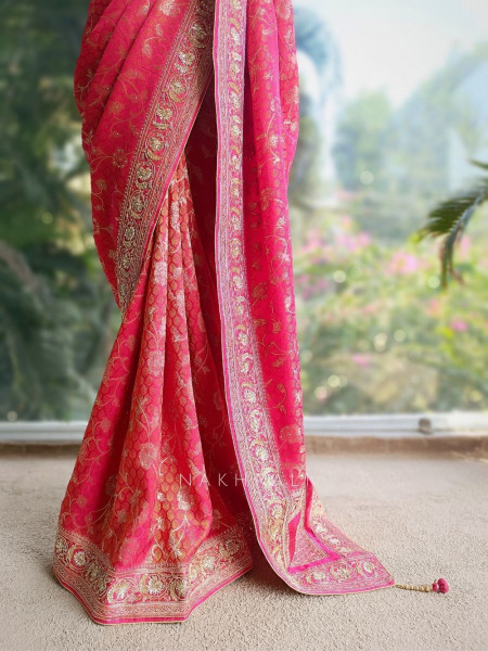 Tejika Regal Brocade Saree with Zari Sequin Work