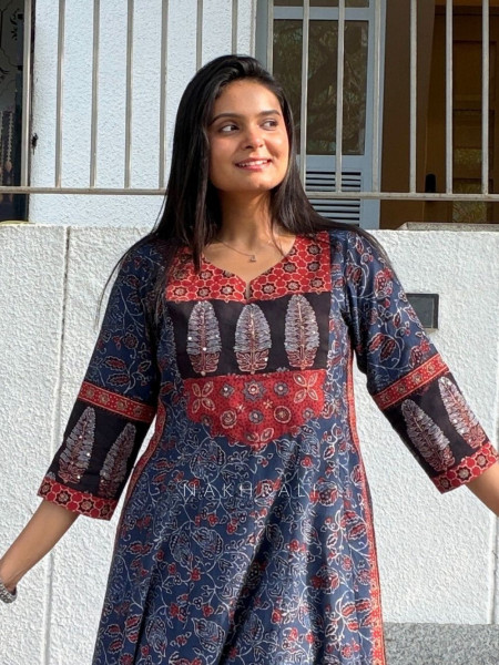 Misha Blue Cotton Kurta Pant Set