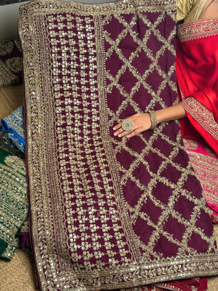 Zuleika Purple Chanderi-Silk Blend Dress Material