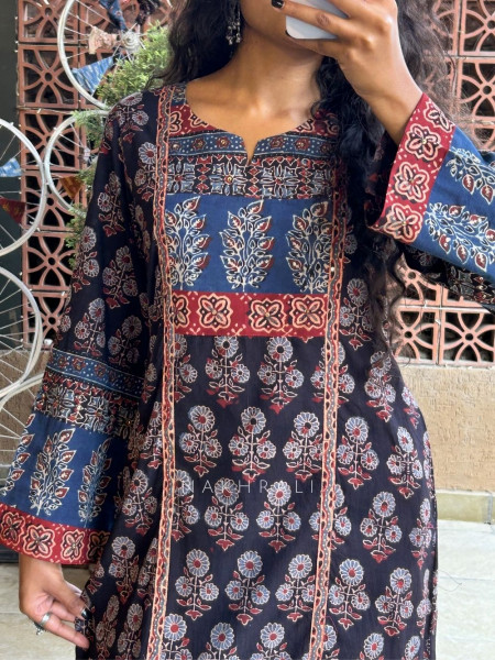 Buti Black Cotton Kurta