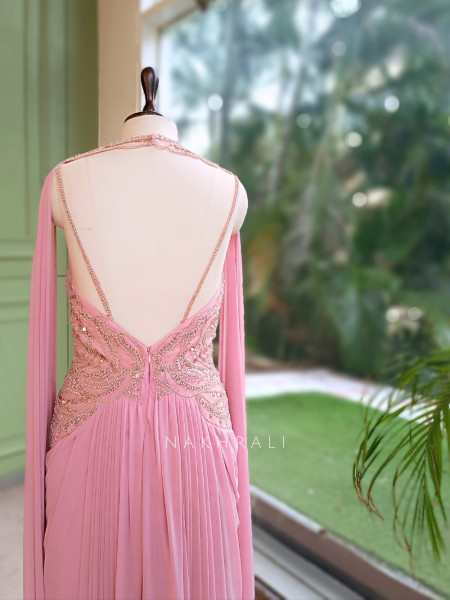 Amour Arabesque Pink Imported Georgette Long Gown