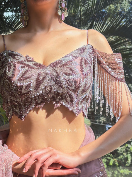 Glam Dazzle Wine Sequin Cut Dana Saree