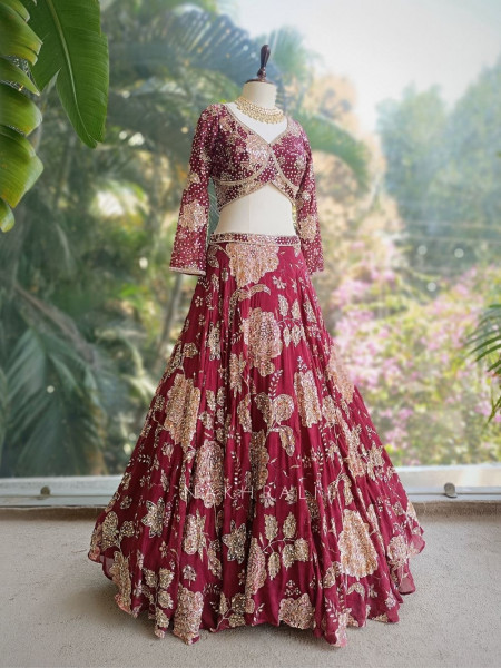 Phoolwari Lehenga Set with Zardosi and Sequin Work