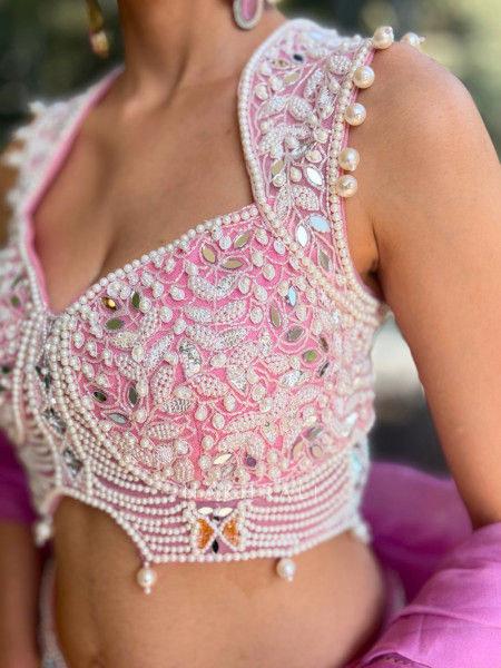 Laavanya Multicolor Lehenga Set with Beads Mirror and Pearl Work