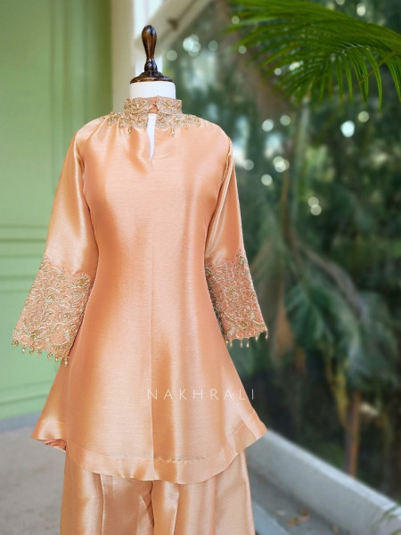Roselle Blush Zari & Sequin Kurta Palazzo Set
