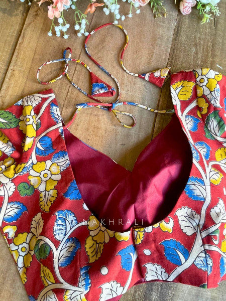 Chandani Red Cotton Printed Blouse