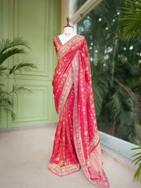 Tejika Regal Brocade Saree with Zari Sequin Work