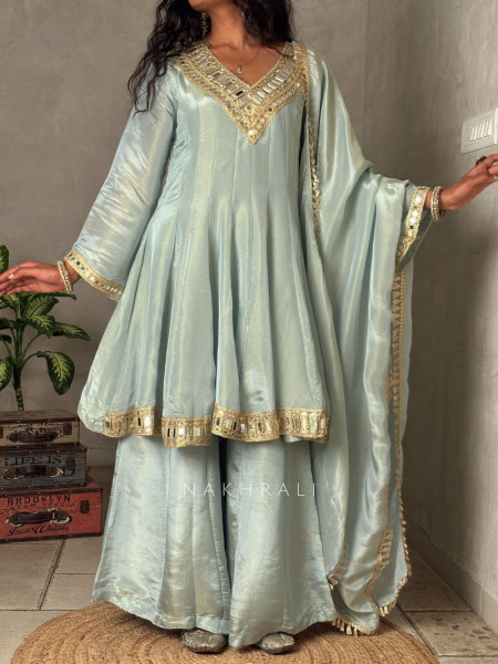 Aafreen Sky Blue Kurta & Palazzo Set
