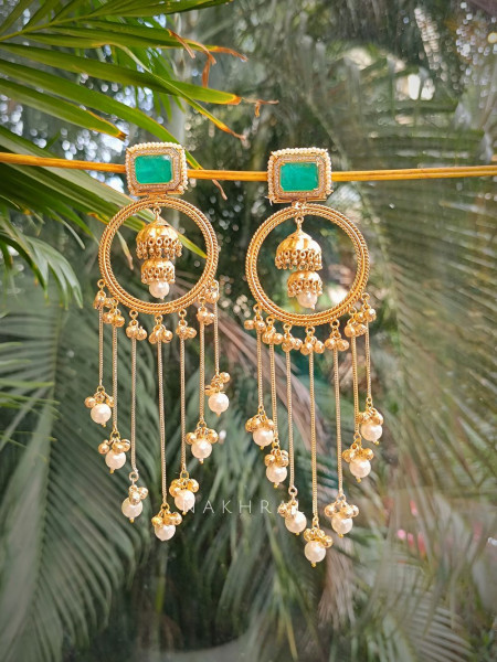 Meher Stone Green Drop Earrings