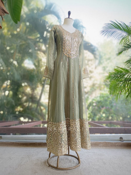 Jahanara Grey Suit Set with Gota and Sequin Work