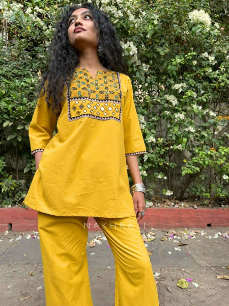 Kriti Yellow Cotton Co-ord Set