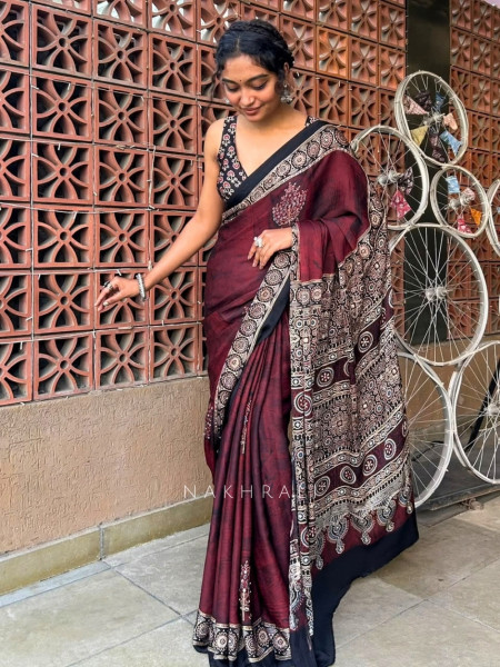 Dharini Maroon Modal Silk Saree