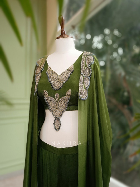 Emerald Essence Green Indowestern Palazzo Set