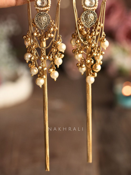 Kaira Yellow Kashmiri Long Earrings