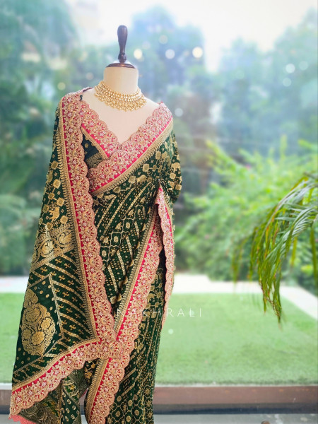 Pranika Green Georgette Saree with Running Blouse Piece