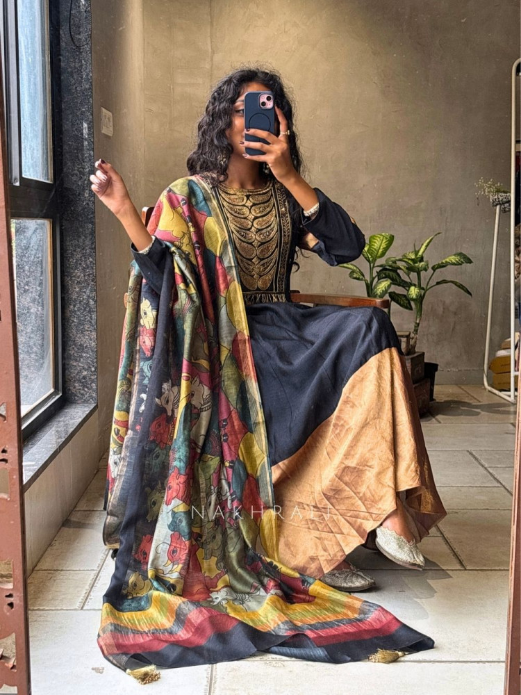 Image of Zirak Black  Anarkali Set