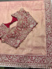 Rooh Pink Saree with Readymade Blouse With Zardozi Paisley Work