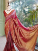 Tarkash Loom Brown Banarasi Chiniya Silk Saree with Ombre Zari Weaving &amp; Temple Border