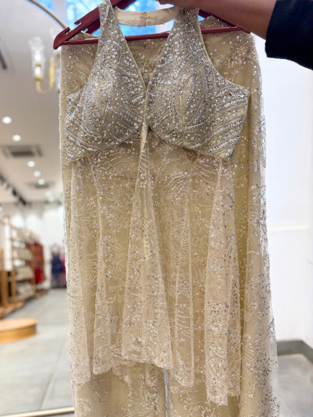 Glimmering ivory Indo-western Plazo Set