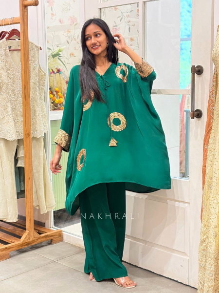 Ruvin Green Co-ord Set with Sequin Work