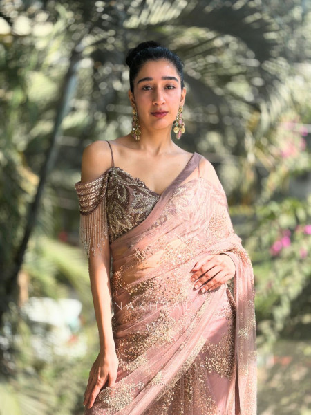 Glam Dazzle Wine Sequin Cut Dana Saree